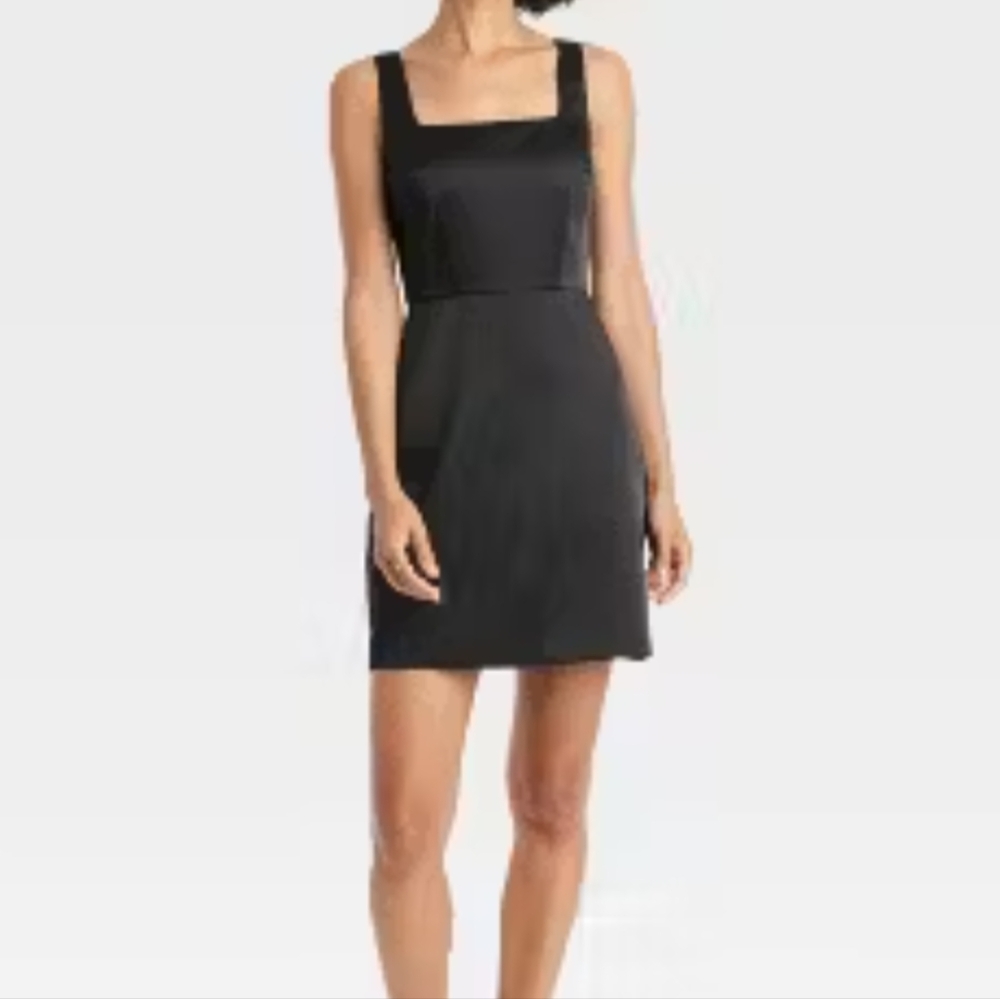 Elegant Black Satin Mini Dress
